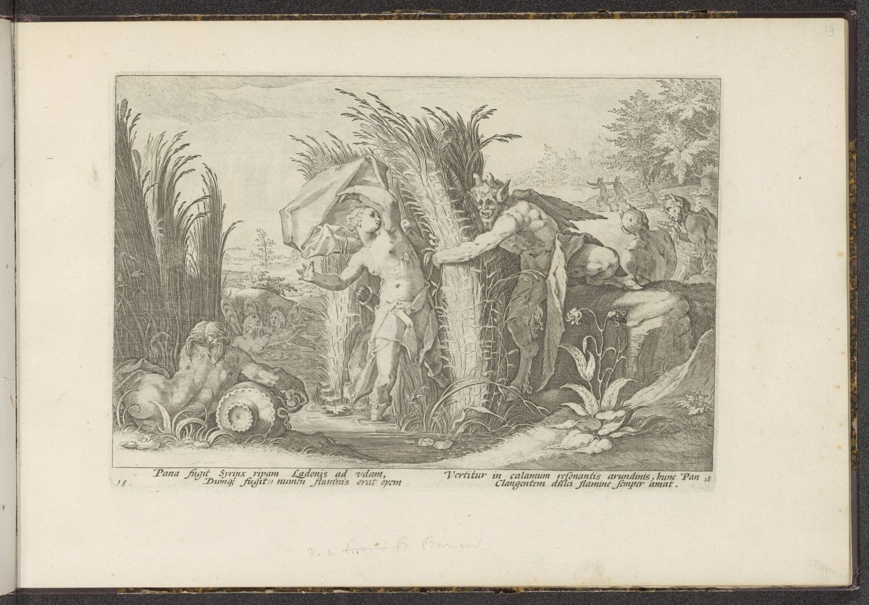 pan y siringe Metamorfosis de Ovidio (título de la serie) The Herescheppingen van P. Ovidius Naso (título de la serie) de Hendrick Goltzius (workshop of)