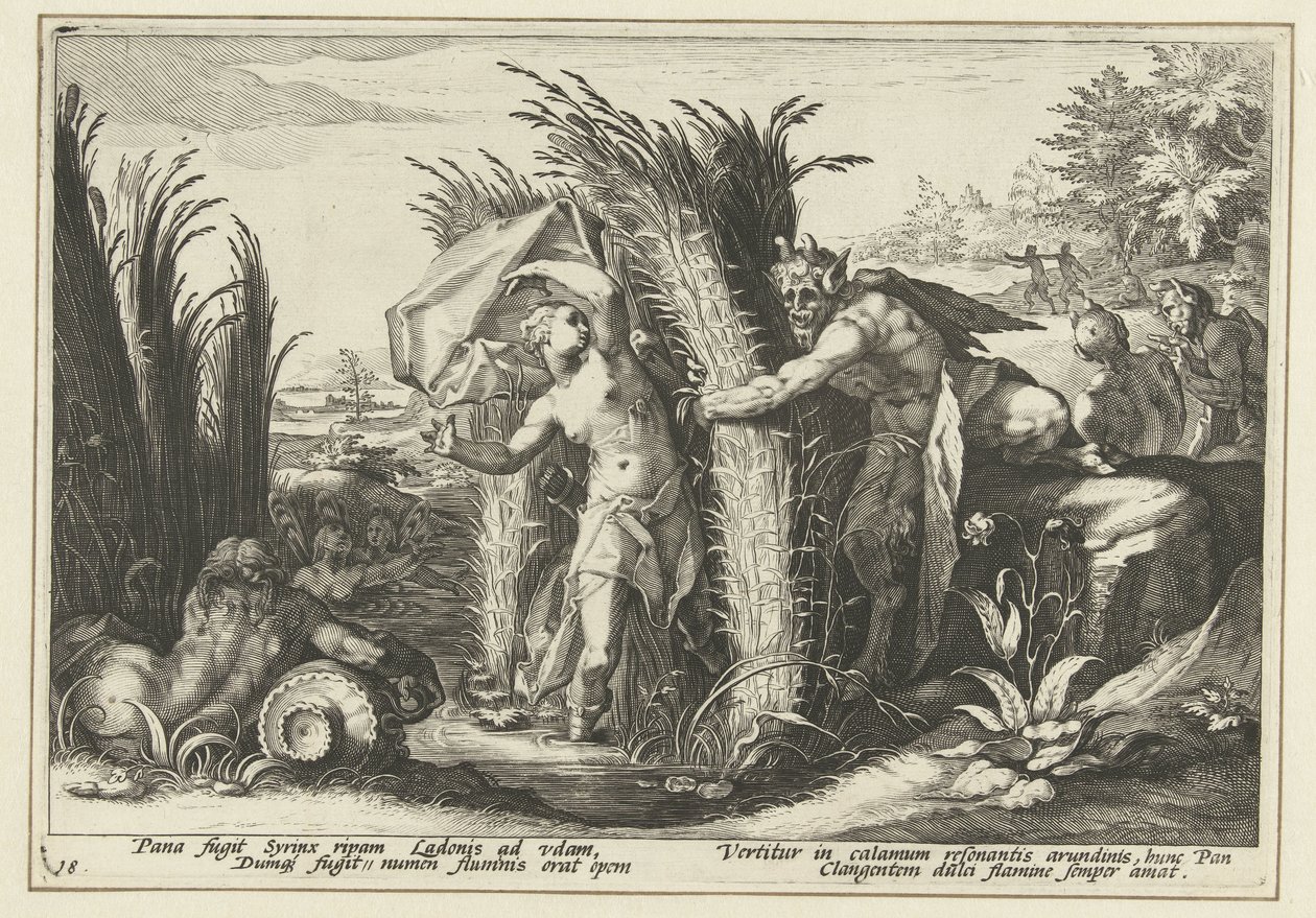 Pan en Jeringas Metamorfosis de Ovidio (título de la serie) de Hendrick Goltzius (workshop of)
