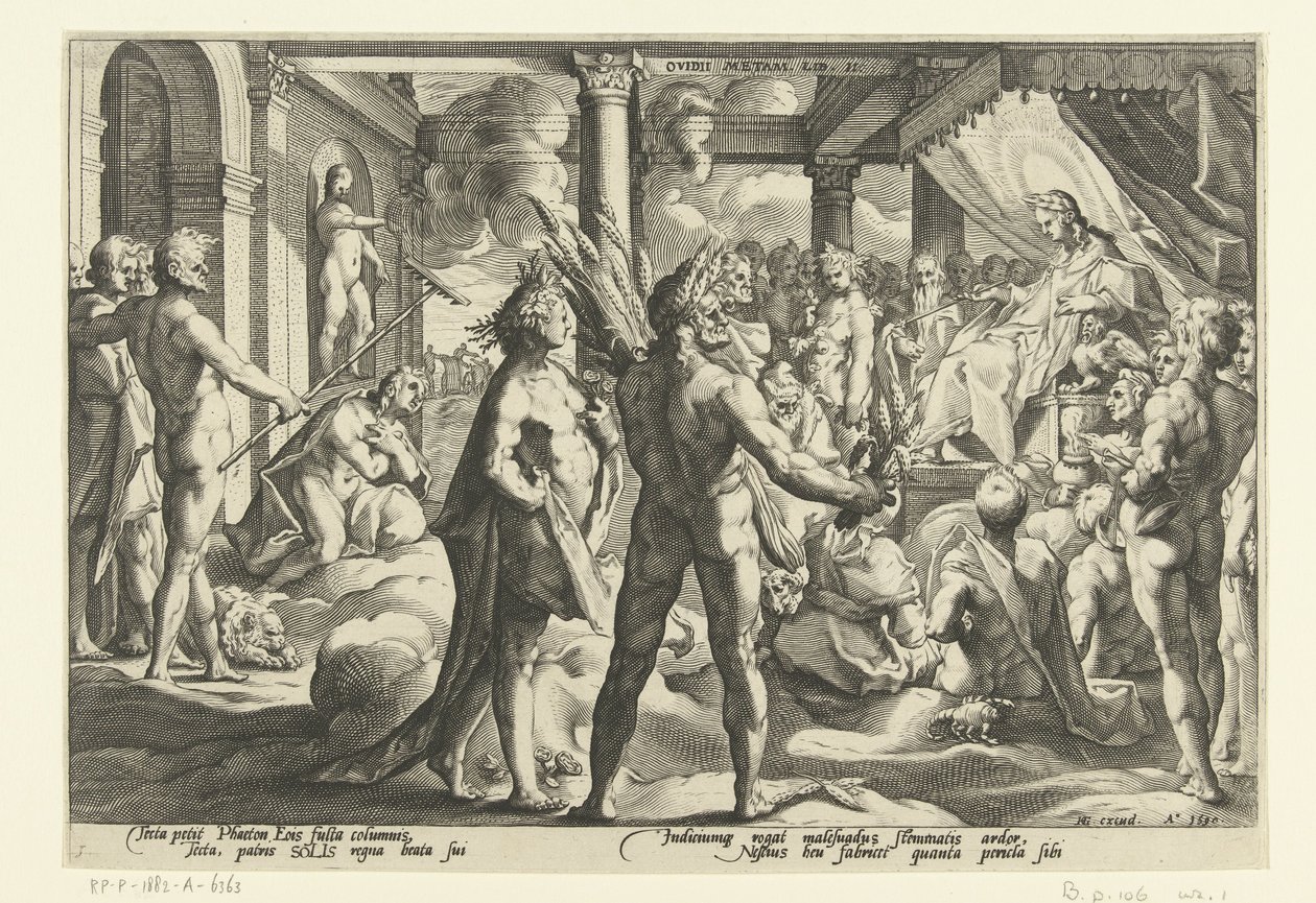 Faetón en el Palacio de Helios Metamorfosis de Ovidio (título de la serie) de Hendrick Goltzius (workshop of)