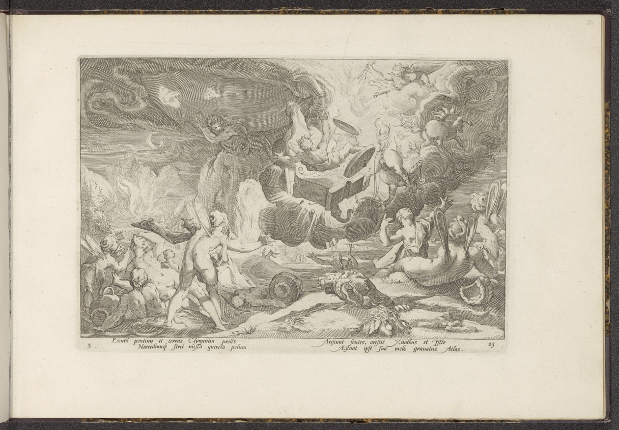 Val van Phaëthon Metamorfosis de Ovidio (título de la serie) The Herescheppingen van P. Ovidius Naso (título de la serie) de Hendrick Goltzius (workshop of)