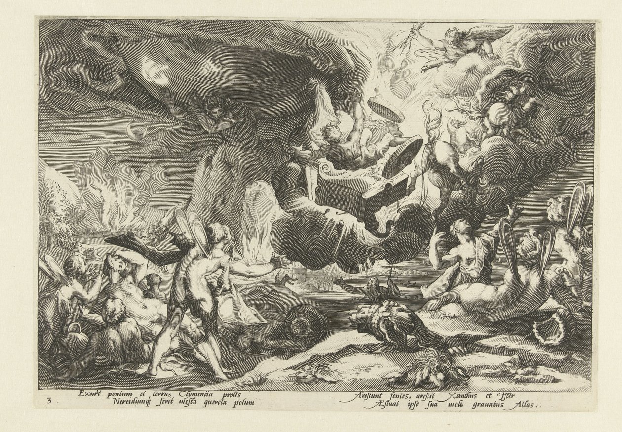 Val van Phaëthon Metamorfosen de Ovidio (título de la serie) de Hendrick Goltzius (workshop of)