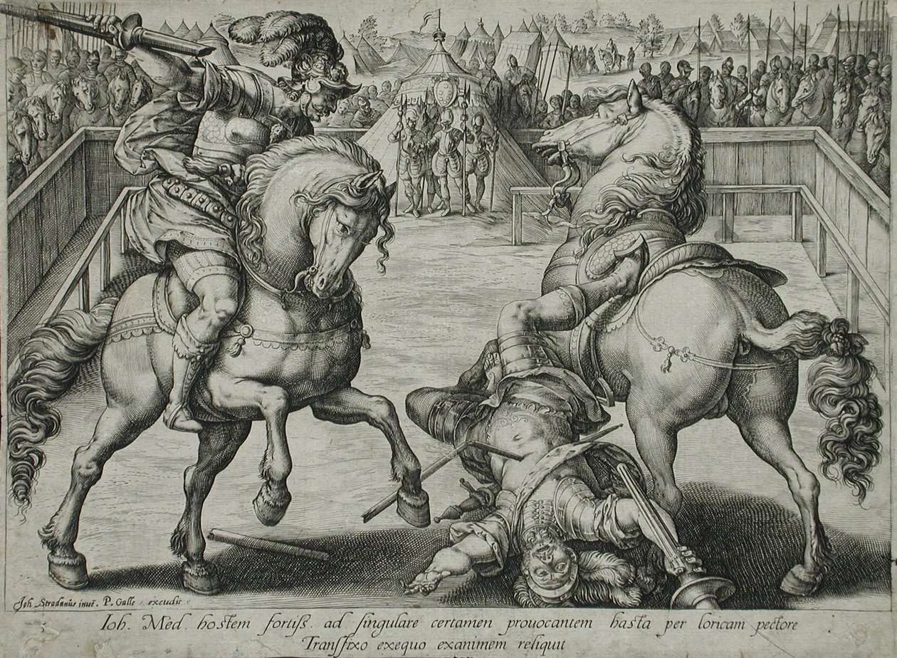 Un duelo a caballo de Hendrick Goltzius