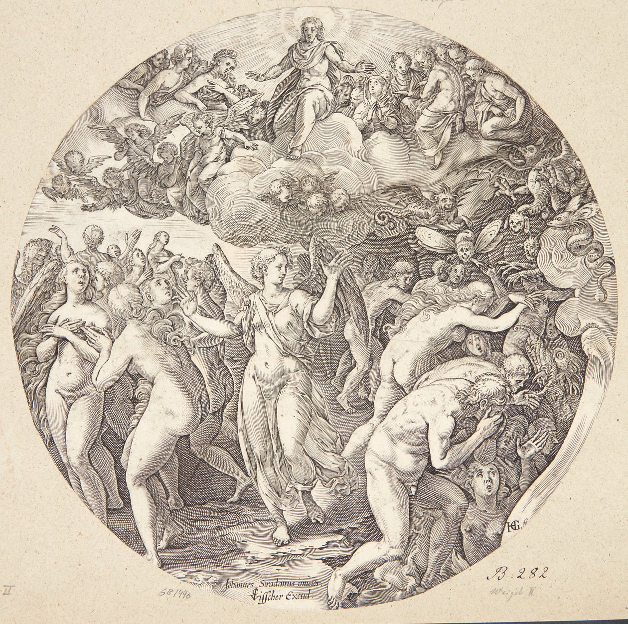 La separación de los salvados y los condenados de Hendrick Goltzius
