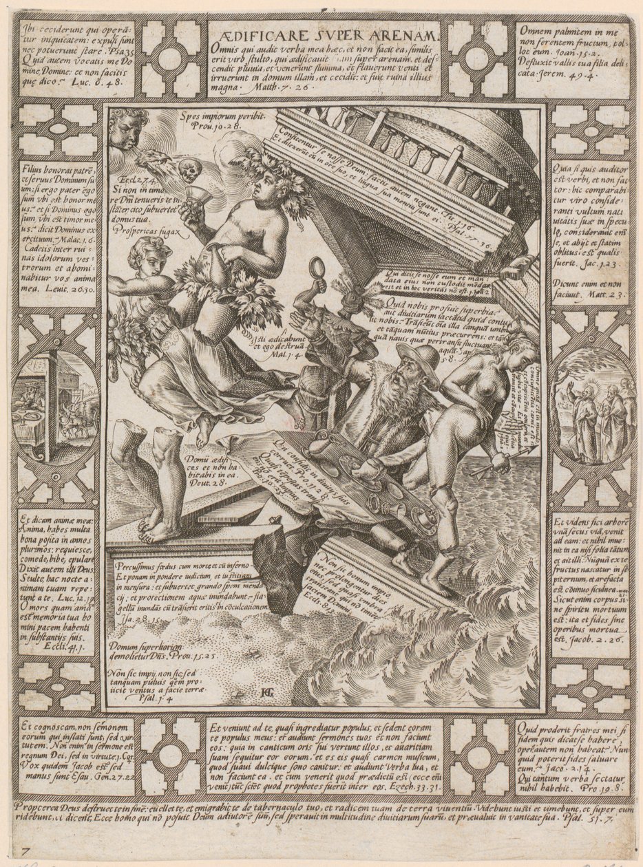 Aedificare super Arenam, lámina 7 de la serie «Alegorías de la fe cristiana» de Hendrick Goltzius