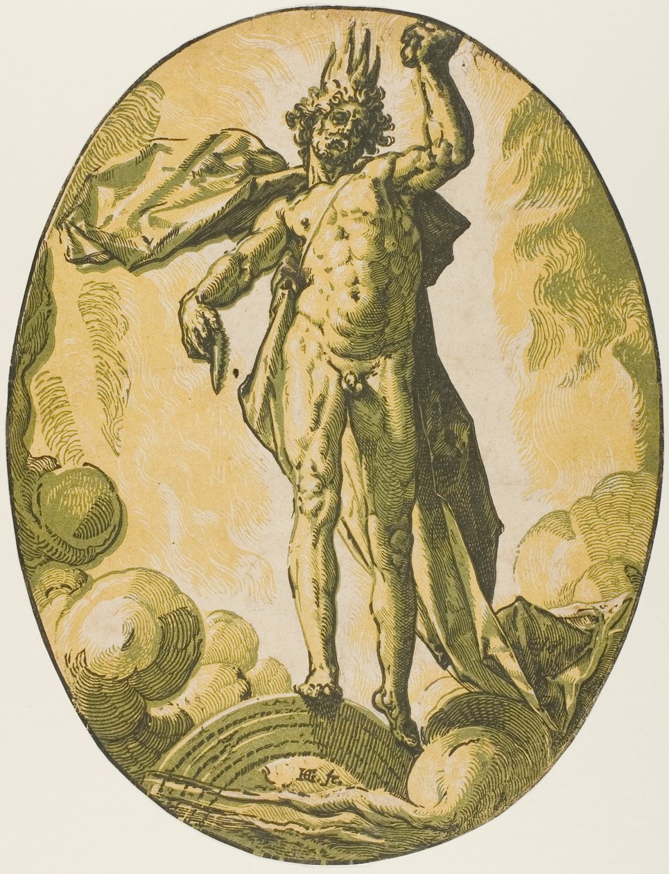 Éter, lámina seis de Demogorgon y las Deidades de Hendrick Goltzius