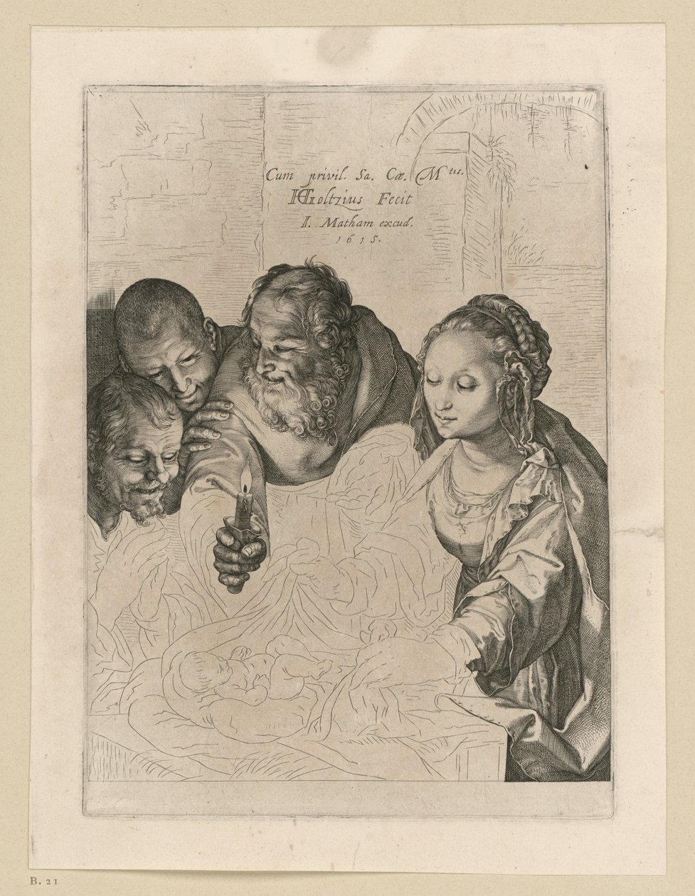 Adoración de los pastores, 5.º estado de Hendrick Goltzius