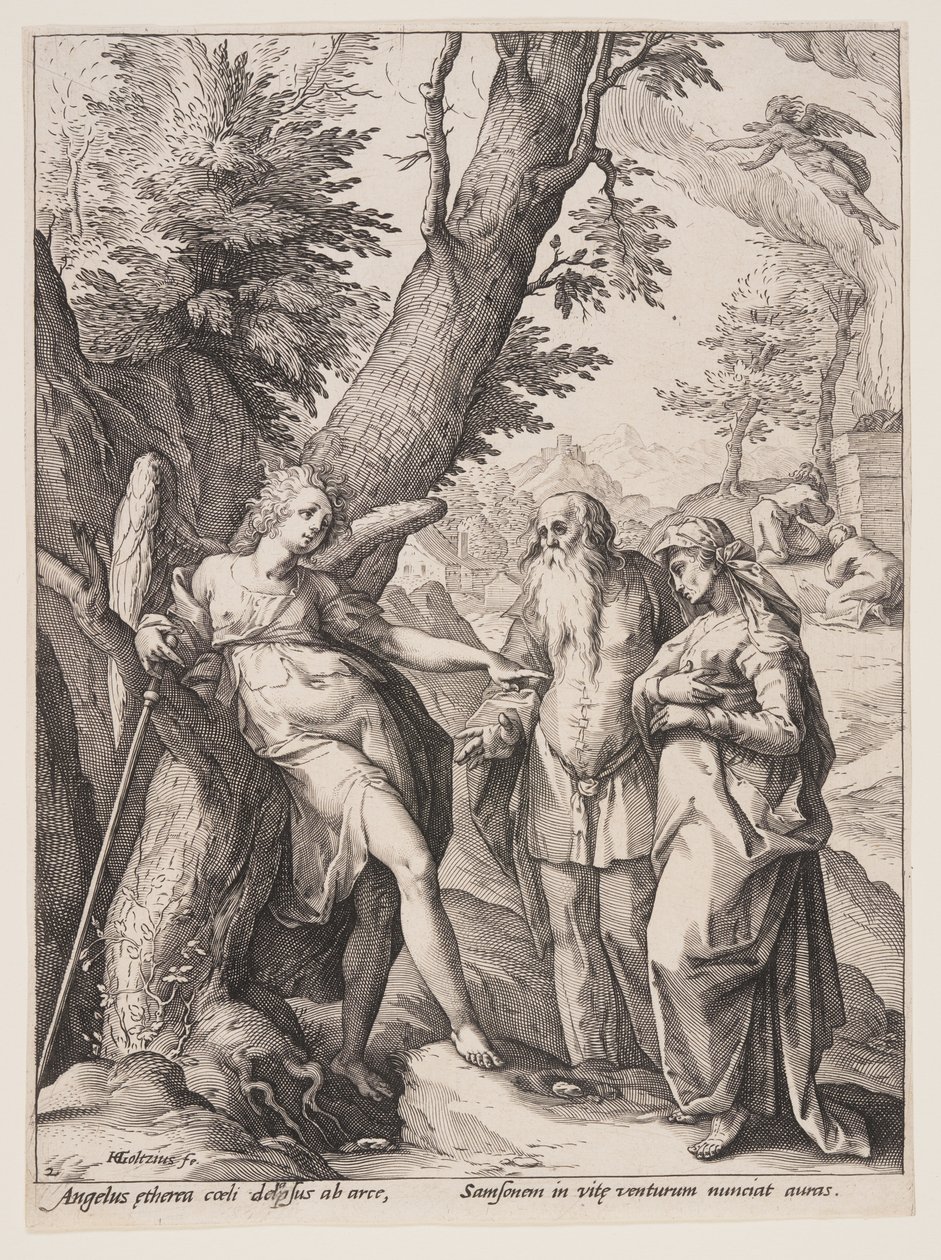 Ángel con Manoa y su mujer de Hendrick Goltzius