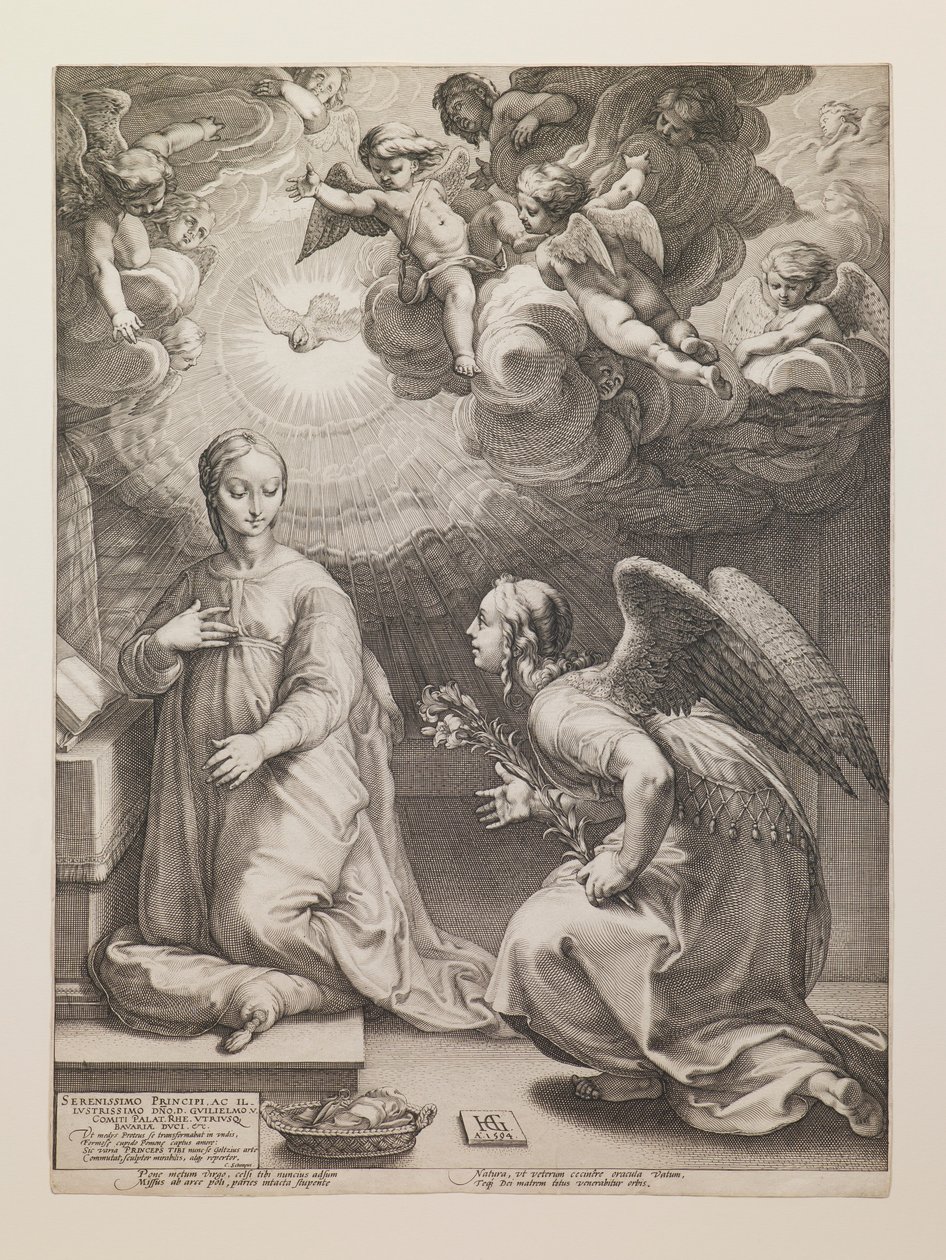 Anunciación, de la serie «La vida de la Virgen» de Hendrick Goltzius