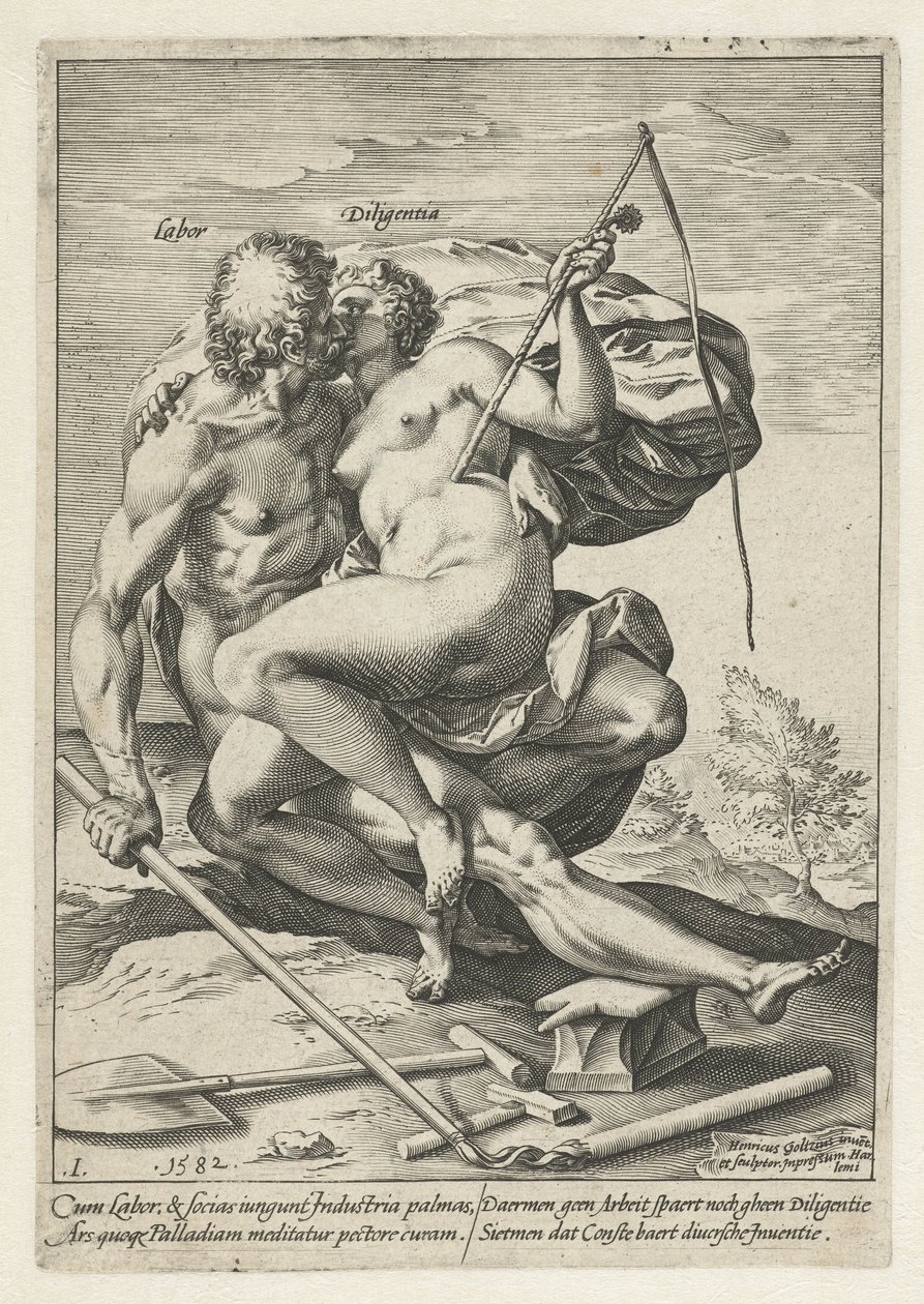 Trabajo e Industria (Labor / Diligentia) La recompensa del trabajo, la diligencia, la práctica y el arte (título de la serie) de Hendrick Goltzius