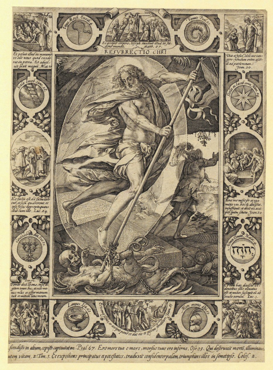 La resurrección de Cristo, lámina 7 de la serie «La vida de Cristo» de Hendrick Goltzius