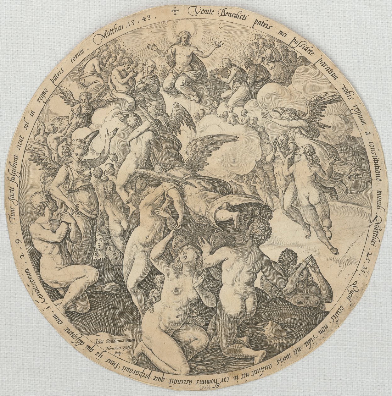Ascensión de los justos al cielo, lámina 3 de la serie «Las cuatro últimas cosas» de Hendrick Goltzius
