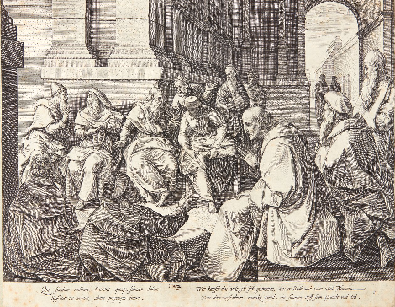 Boaz y los diez ancianos de Hendrick Goltzius