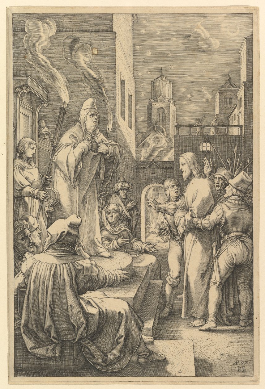 Cristo ante Caifás, de «La Pasión de Cristo» de Hendrick Goltzius