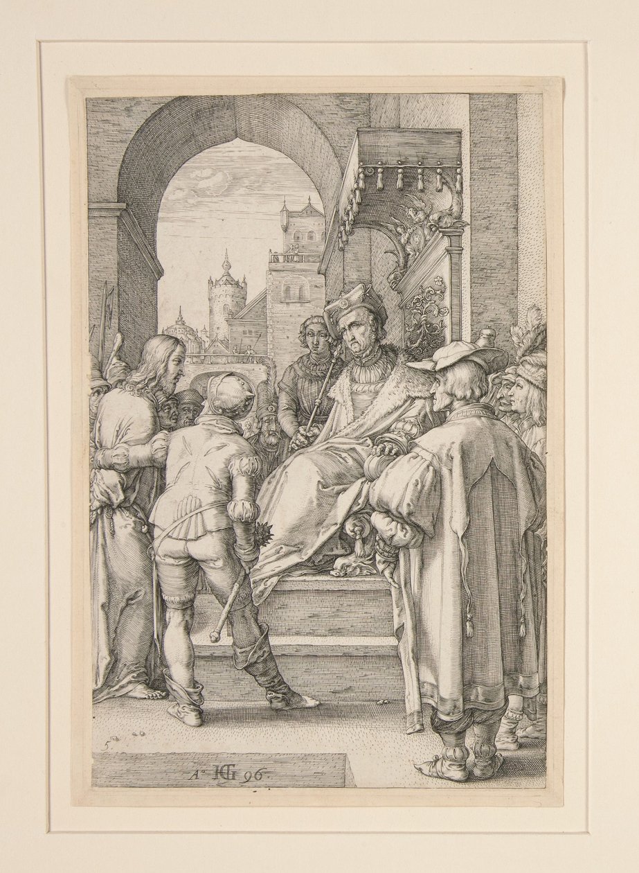«Cristo ante Pilato», lámina 5 de la serie «La Pasión de Cristo» de Hendrick Goltzius