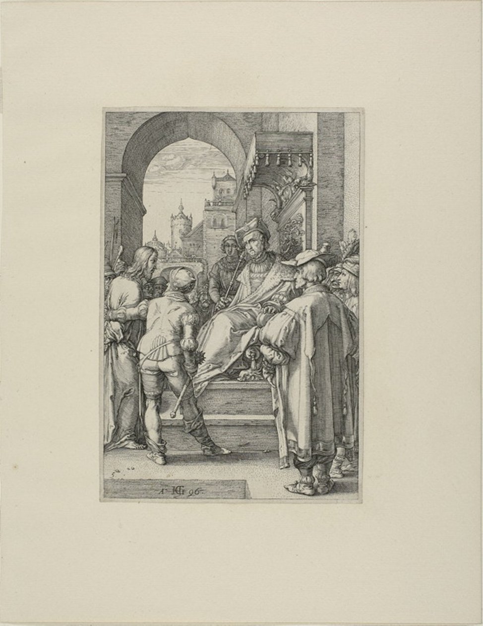 Cristo ante Pilato, lámina cinco de La Pasión de Cristo de Hendrick Goltzius