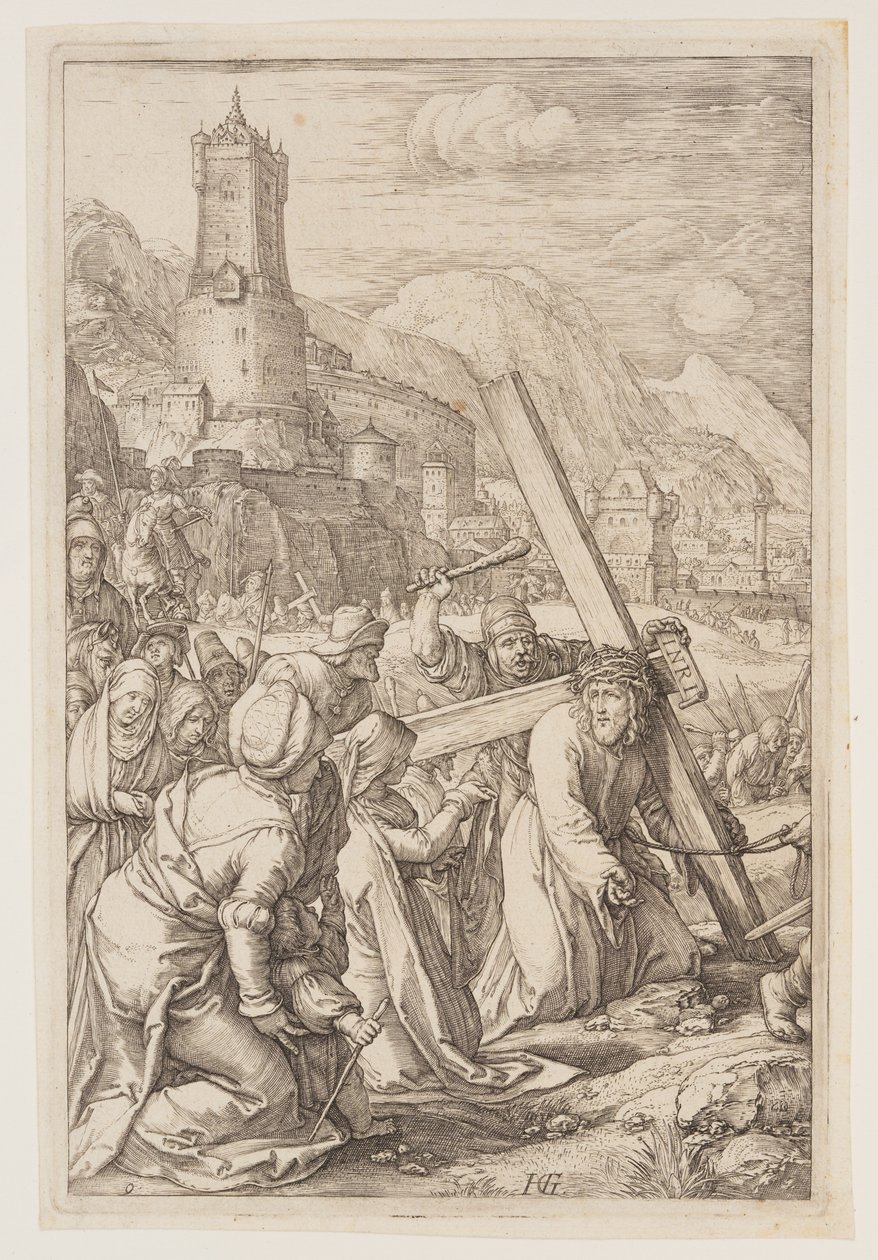 Cristo cargando la cruz, de La Pasión de Hendrick Goltzius