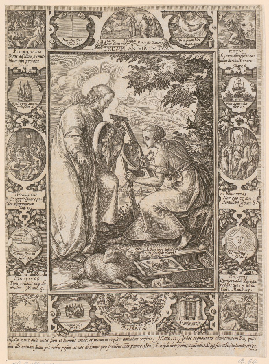 Cristo como modelo de virtud, lámina 4 de la serie «La vida de Cristo» de Hendrick Goltzius