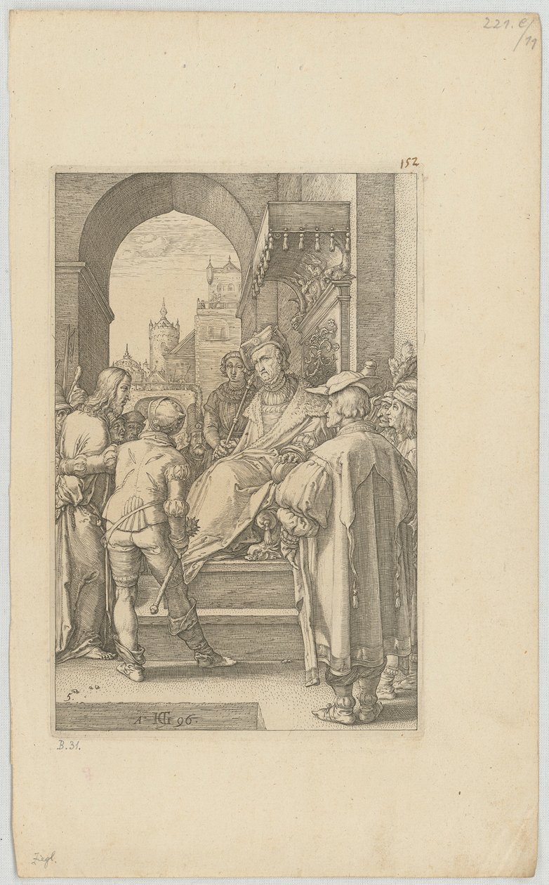 Cristo ante Pilato, lámina 5 de la serie «La Pasión» de Hendrick Goltzius
