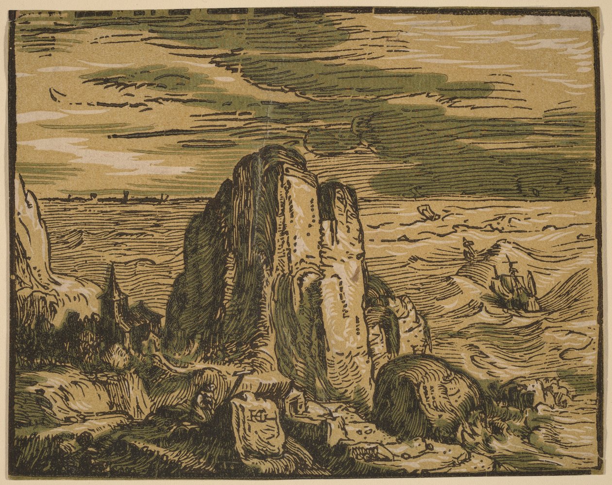 Acantilado en una costa marítima de Hendrick Goltzius