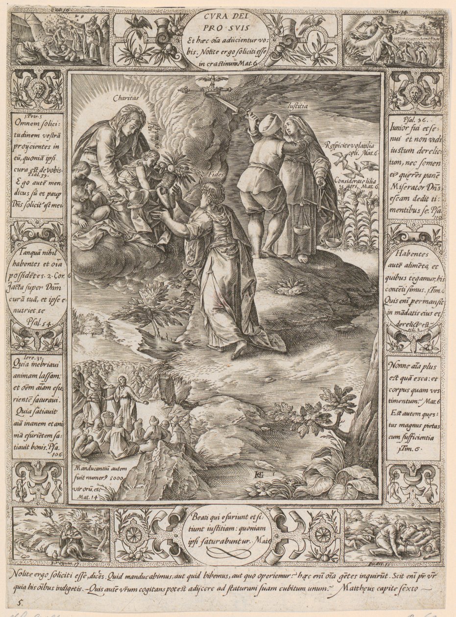 Cura dei pro suis, lámina 5 de la serie «Alegorías de la fe cristiana» de Hendrick Goltzius