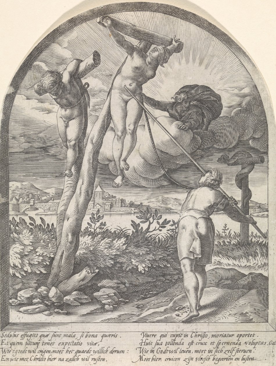 El hombre debe matar sus deseos. Las cacerías espirituales (título de la serie) de Hendrick Goltzius