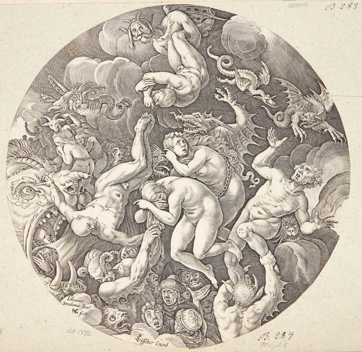 La caída de los condenados de Hendrick Goltzius