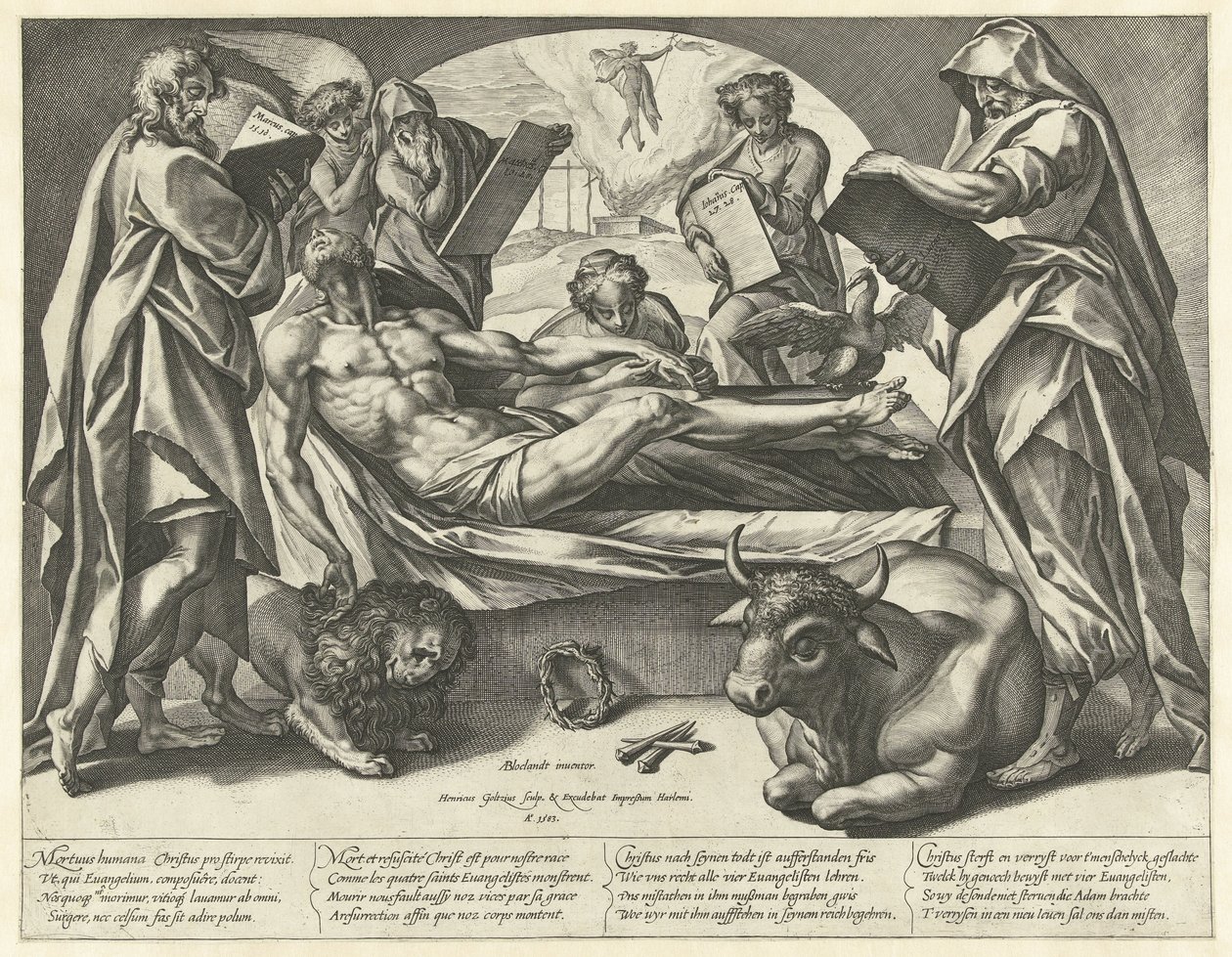 Cristo muerto y los cuatro evangelistas de Hendrick Goltzius