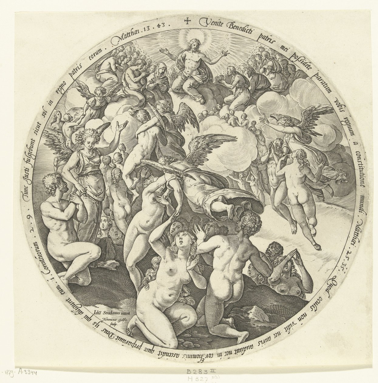 Los bienaventurados son recibidos en el cielo El juicio final (título de la serie) de Hendrick Goltzius