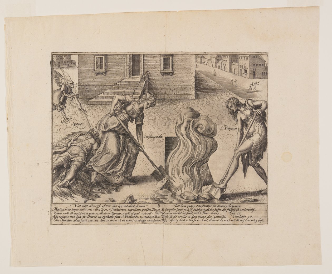 La muerte del litigante insensato, de Litis Abusus (Los abusos de la ley) de Hendrick Goltzius
