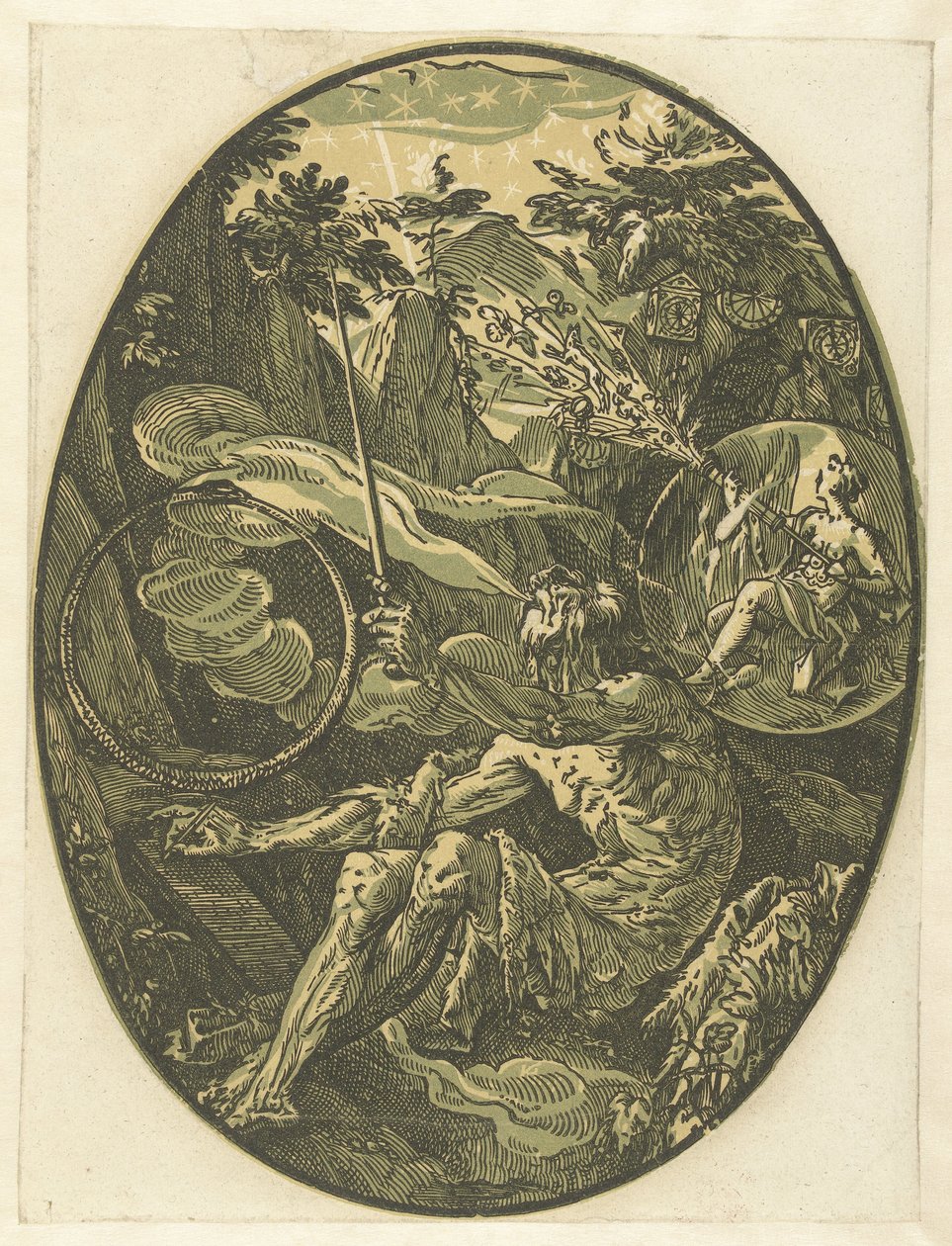 Demogorgon en la Cueva de la Eternidad Dioses y diosas (título de la serie) de Hendrick Goltzius