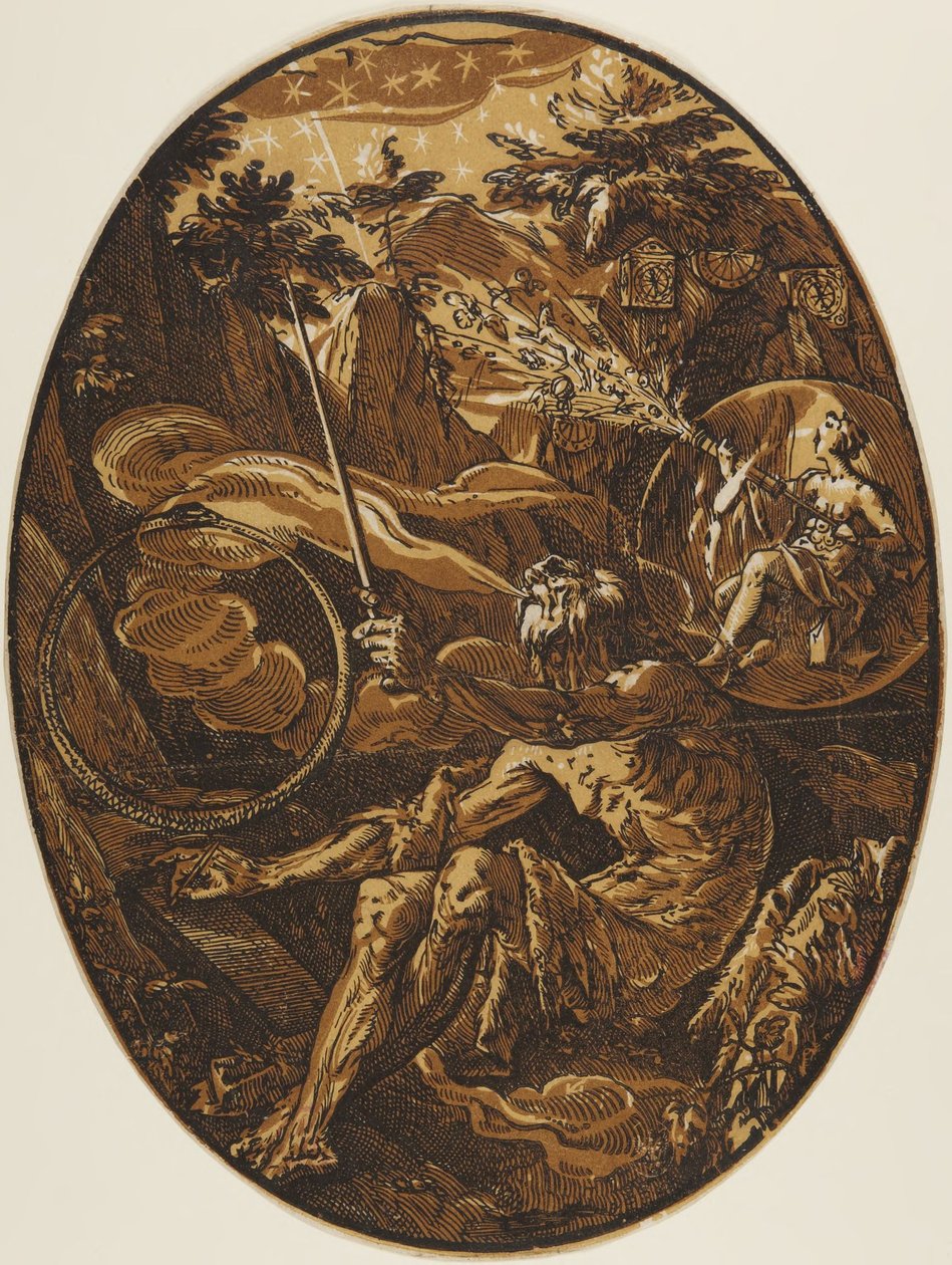Demogorgón en la Cueva de la Eternidad de Hendrick Goltzius