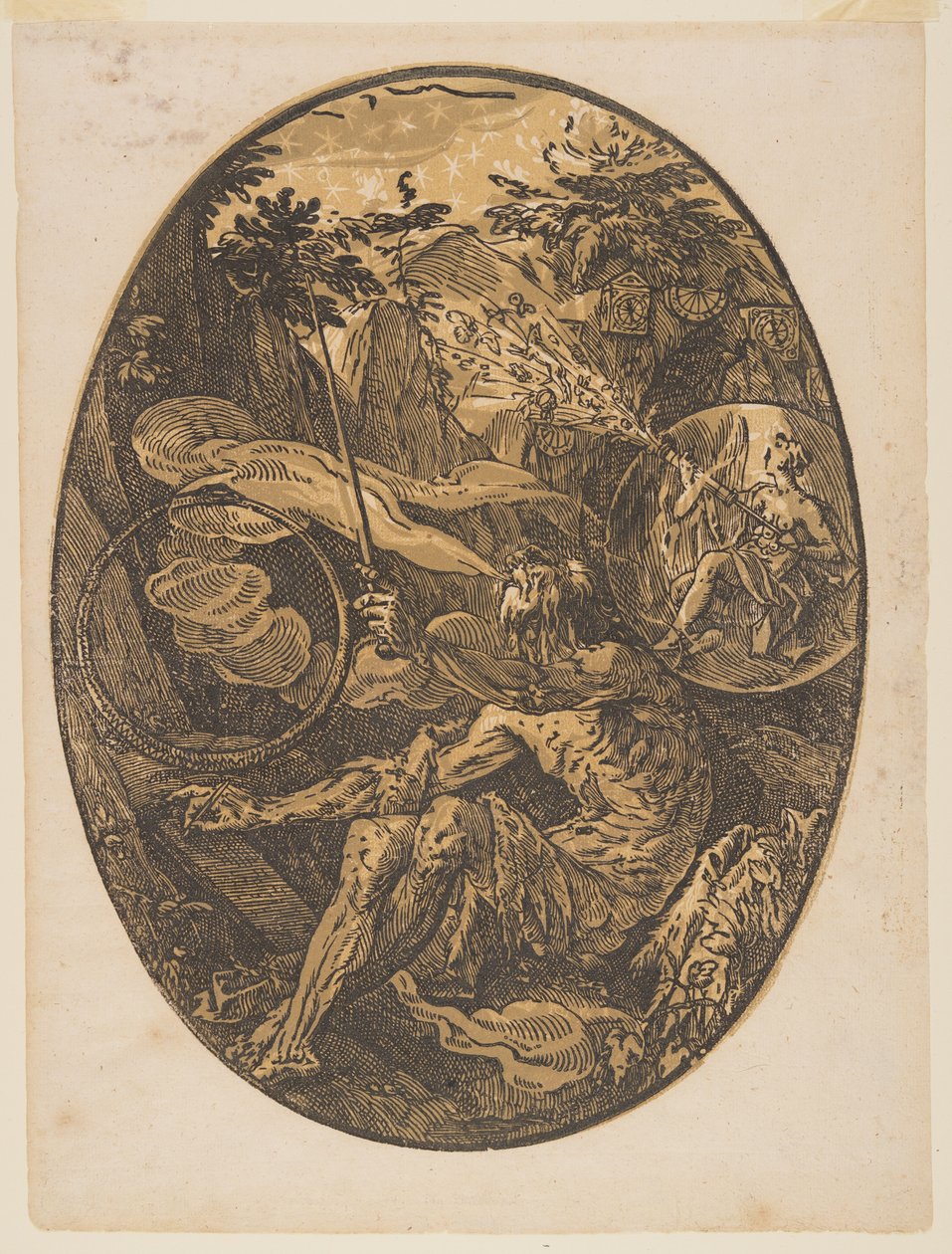 Demogorgon en la Cueva de la Eternidad, de Las Deidades de Hendrick Goltzius