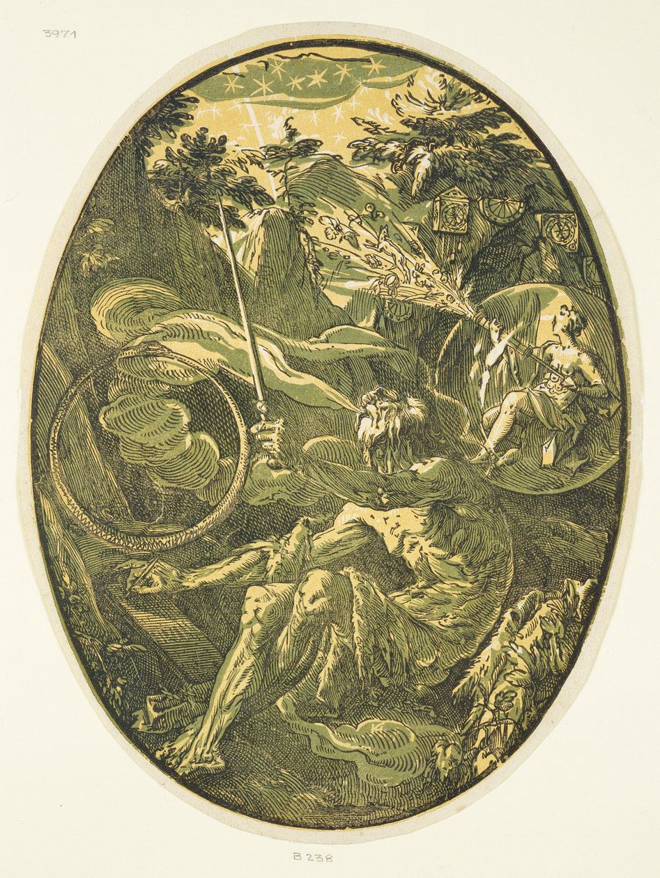 Demogorgón en la Cueva de la Eternidad, de la serie «Demogorgón y las deidades» de Hendrick Goltzius