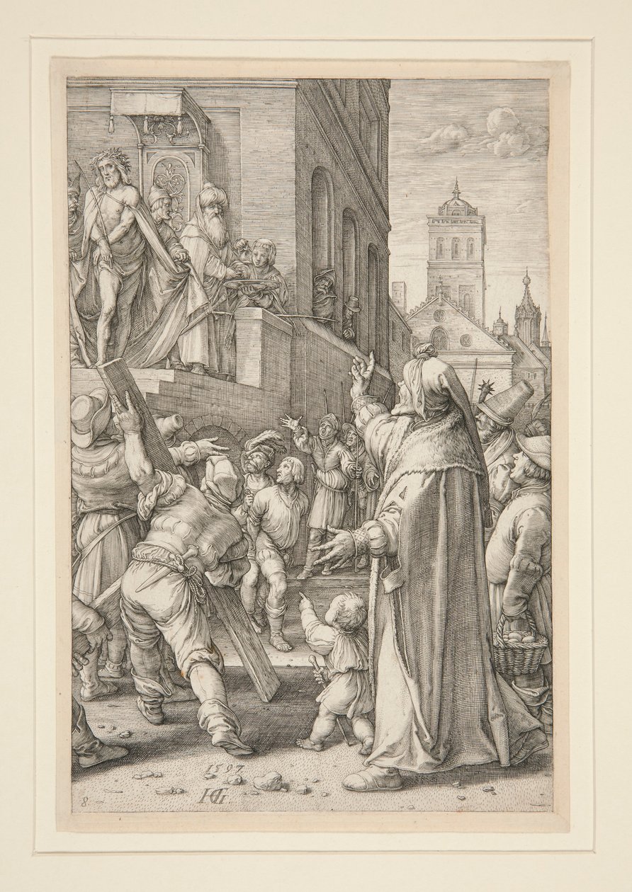 Ecce Homo, de La Pasión, #8 en una serie de 12 grabados de Hendrick Goltzius