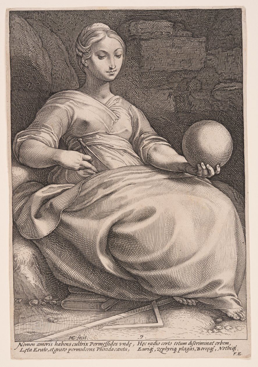 Erato, la musa de la poesía lírica, de Las nueve musas de Hendrick Goltzius