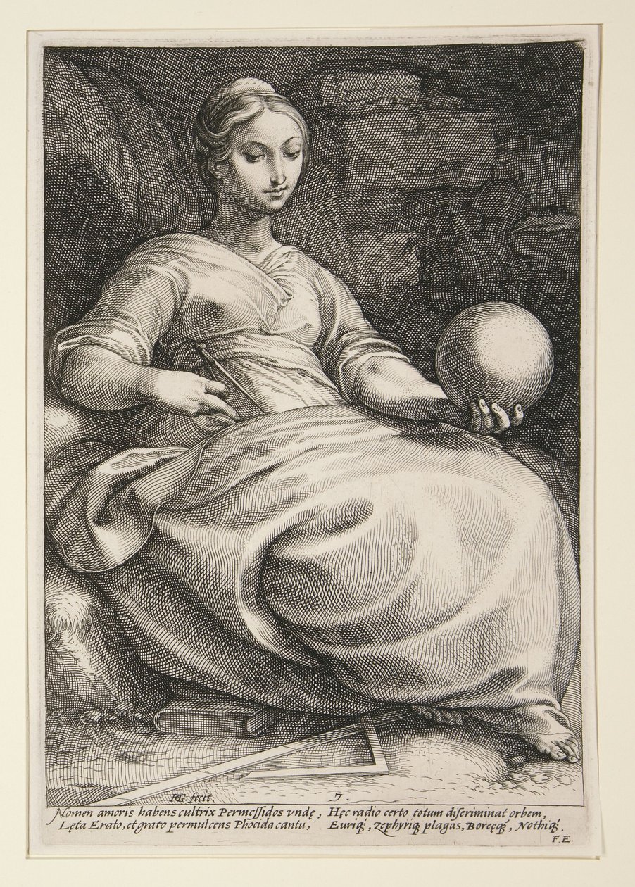 Erato, lámina 7 de la serie Las nueve musas de Hendrick Goltzius