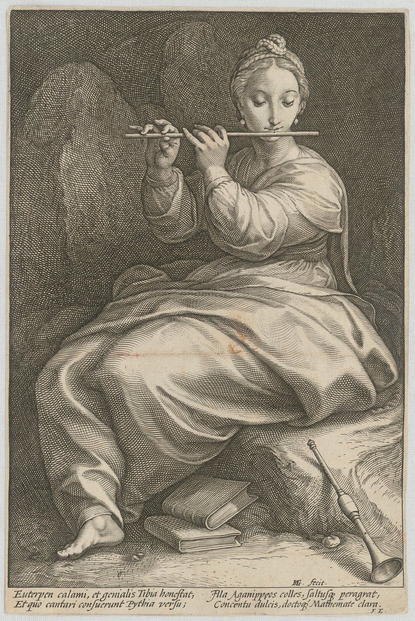 Euterpe, lámina 6 de la serie «Las nueve musas» de Hendrick Goltzius