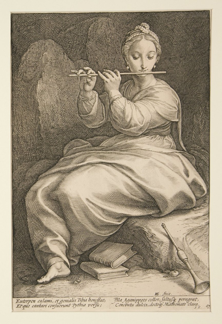 Euterpe, lámina 6 de la serie «Las nueve musas» de Hendrick Goltzius