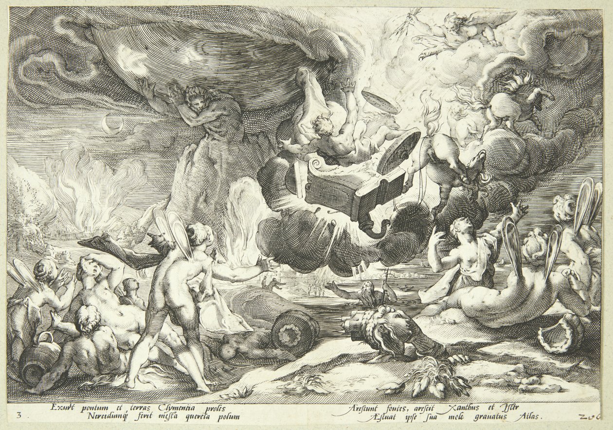 La caída de Faetón de Hendrick Goltzius