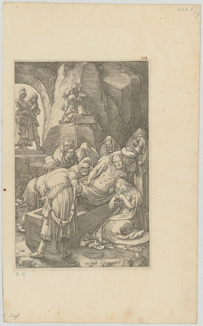 El entierro, lámina 11 de la serie «La Pasión» de Hendrick Goltzius