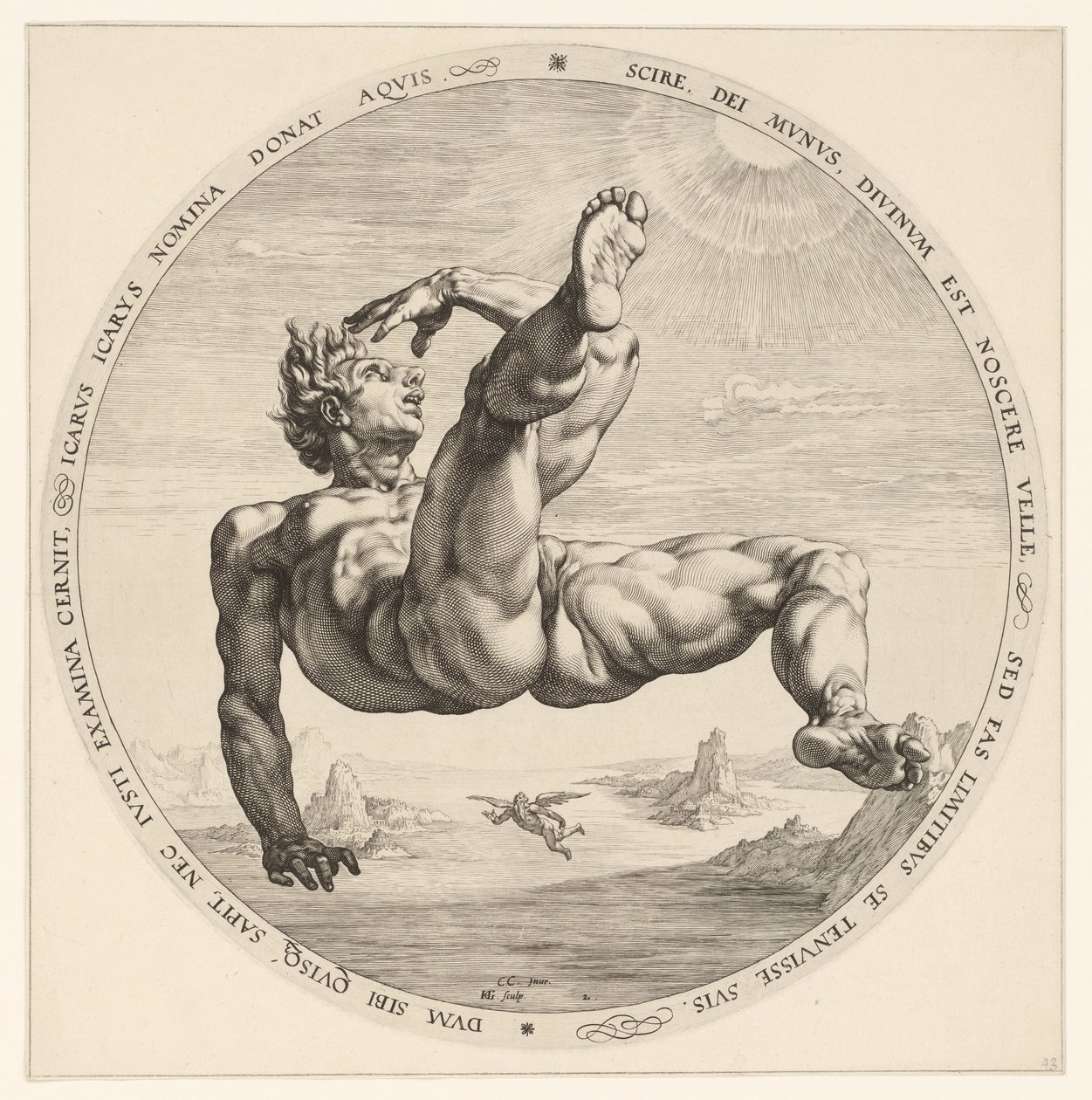 Icarus De vier vallers (series title) de Hendrick Goltzius