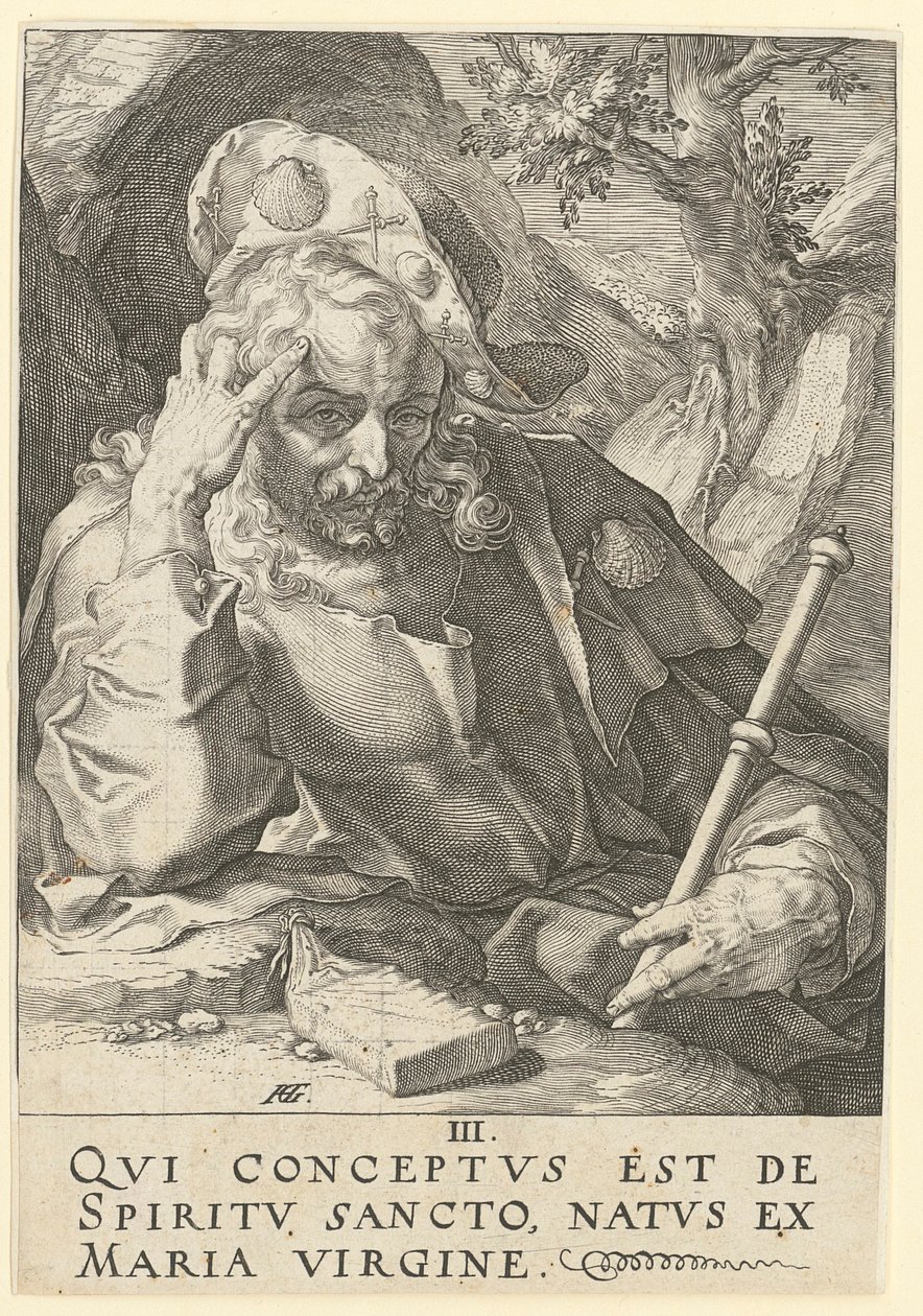 Santiago el Mayor, lámina 3 de la serie «Cristo, los doce apóstoles y Pablo» de Hendrick Goltzius