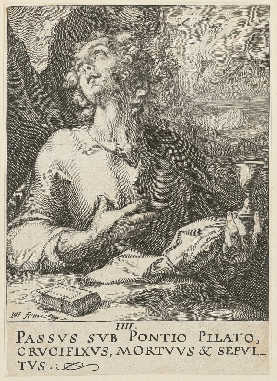 Juan, lámina 4 de la serie «Cristo, los doce apóstoles y Pablo» de Hendrick Goltzius
