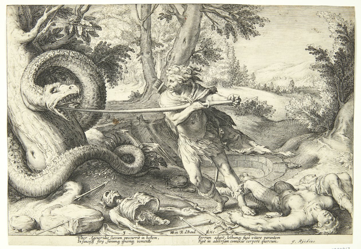 Cadmo mata al dragón de Hendrick Goltzius