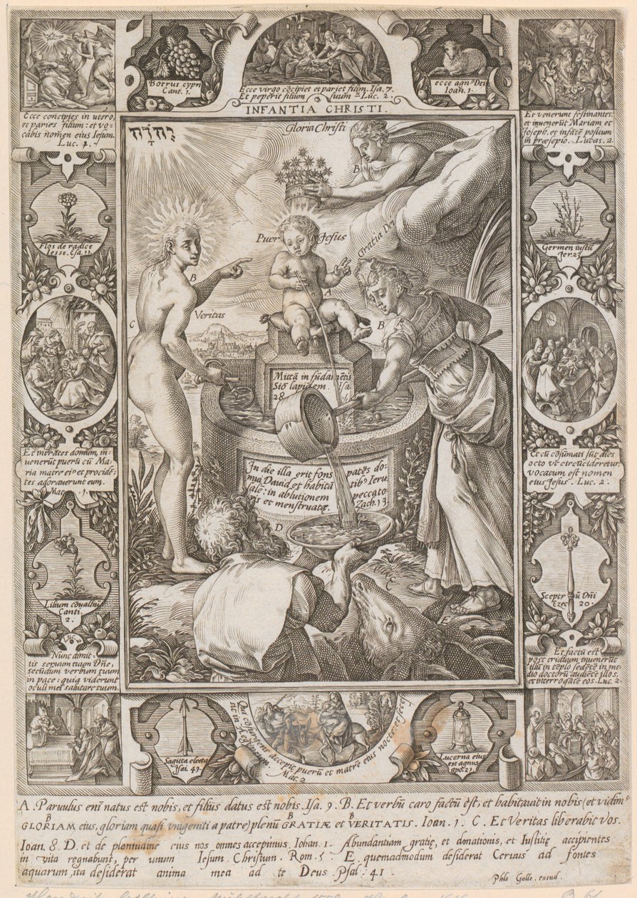 La infancia de Cristo, lámina 3 de la serie «La vida de Cristo» de Hendrick Goltzius