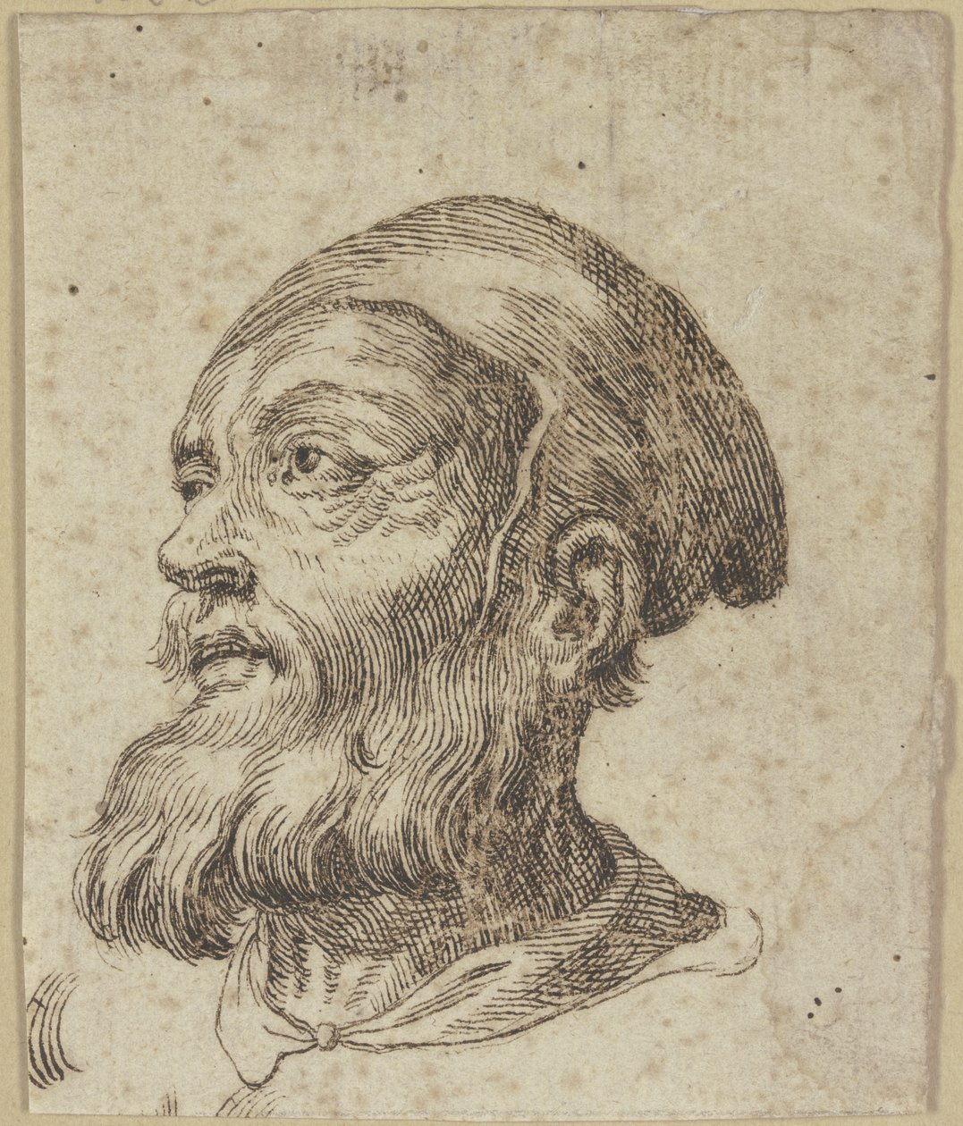 Cabeza de un anciano en perfil de tres cuartos hacia la izquierda de Hendrick Goltzius