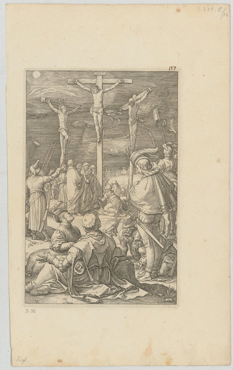 La crucifixión, lámina 10 de la serie «La Pasión» de Hendrick Goltzius
