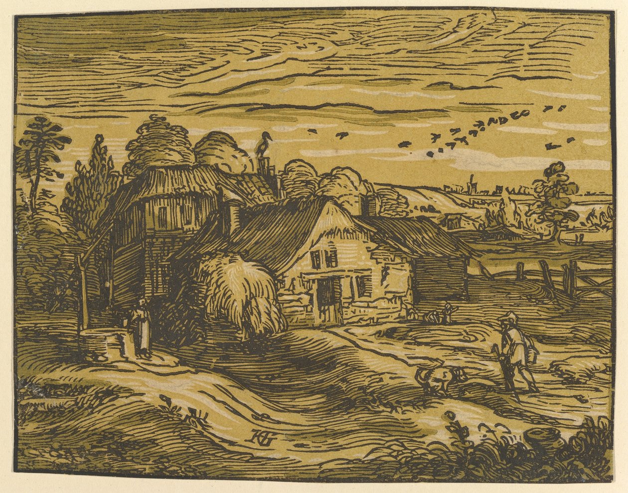 Paisaje con cabaña de Hendrick Goltzius