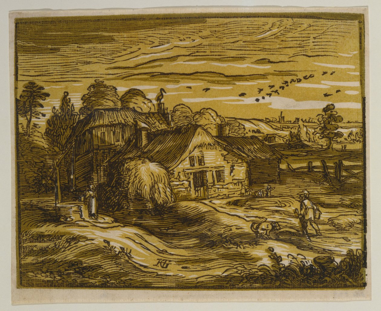 Paisaje con una casa de campo, de la serie «Los cuatro pequeños paisajes» de Hendrick Goltzius