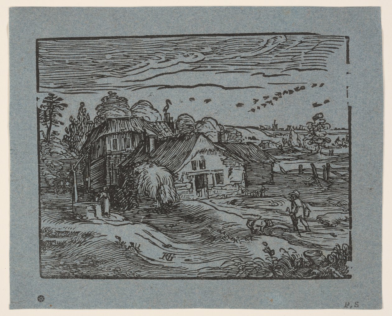Paisaje con granja de Hendrick Goltzius